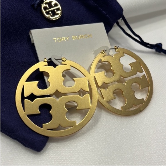 NWT Tory Burch Miller Gold Large Statement Hoop Earrings - Picture 7 of 7